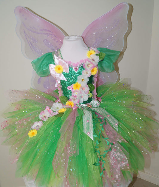 Tinkerbell Green Flower Fairy Tutu Dress