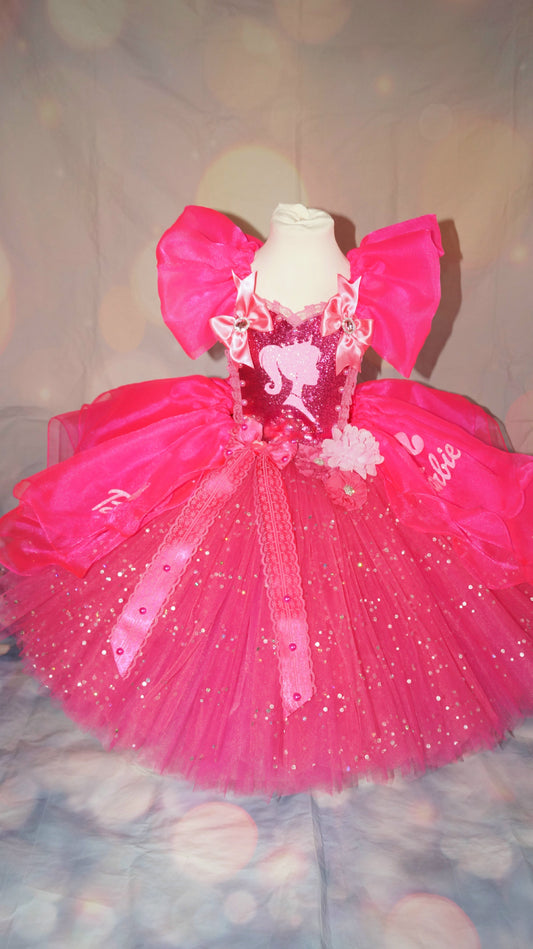 Bright Pink Princess Barbie Inspired Tutu Dress