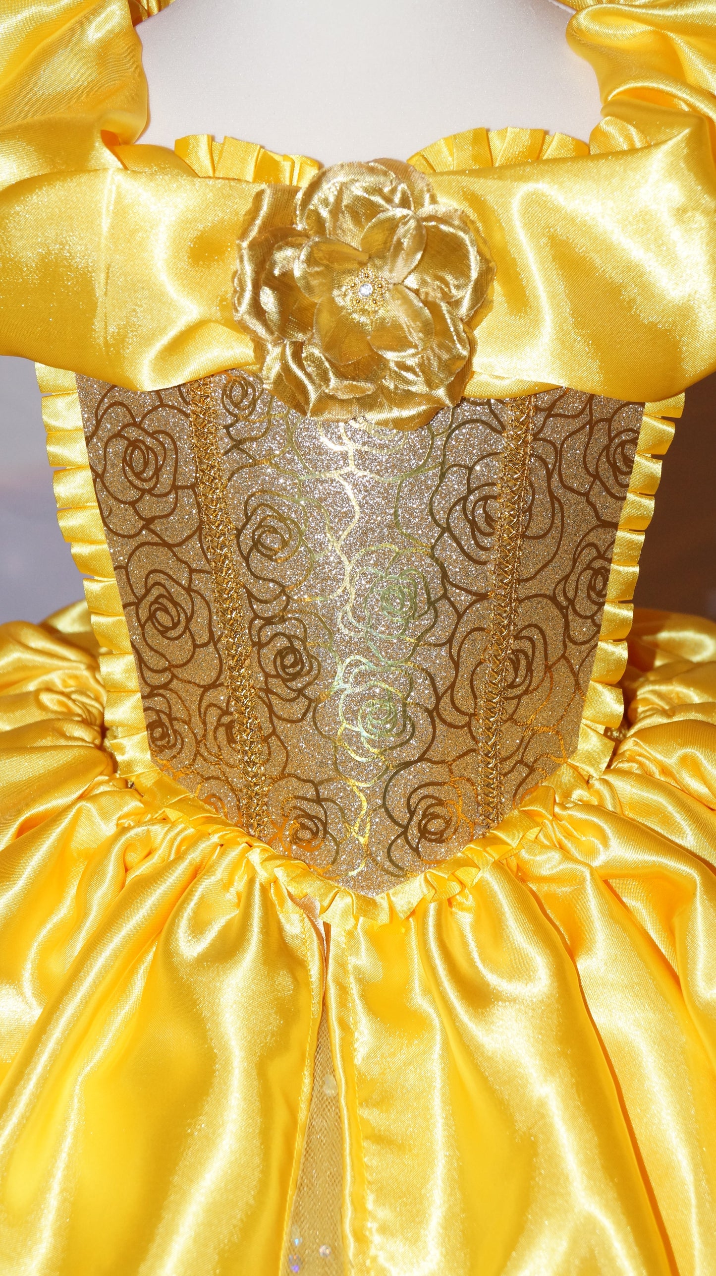 Disney Princess Deluxe Belle Beauty and the Beast Gold Rose Tutu Dress