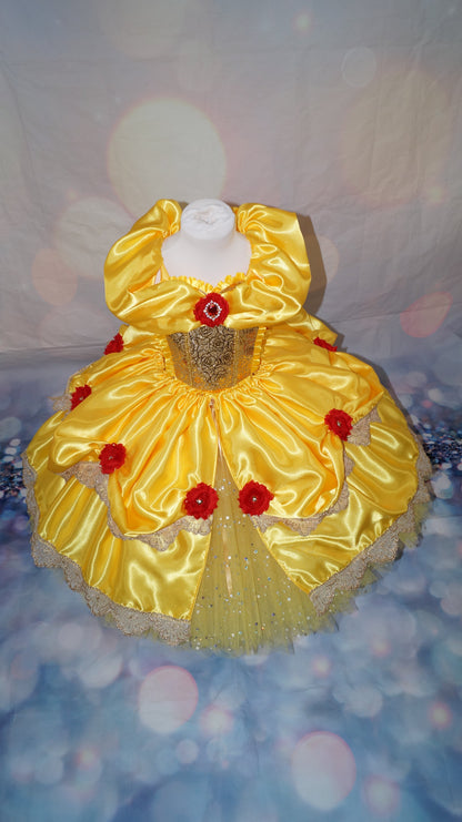 Disney Princess Deluxe Belle Beauty and the Beast Red Rose Tutu Dress