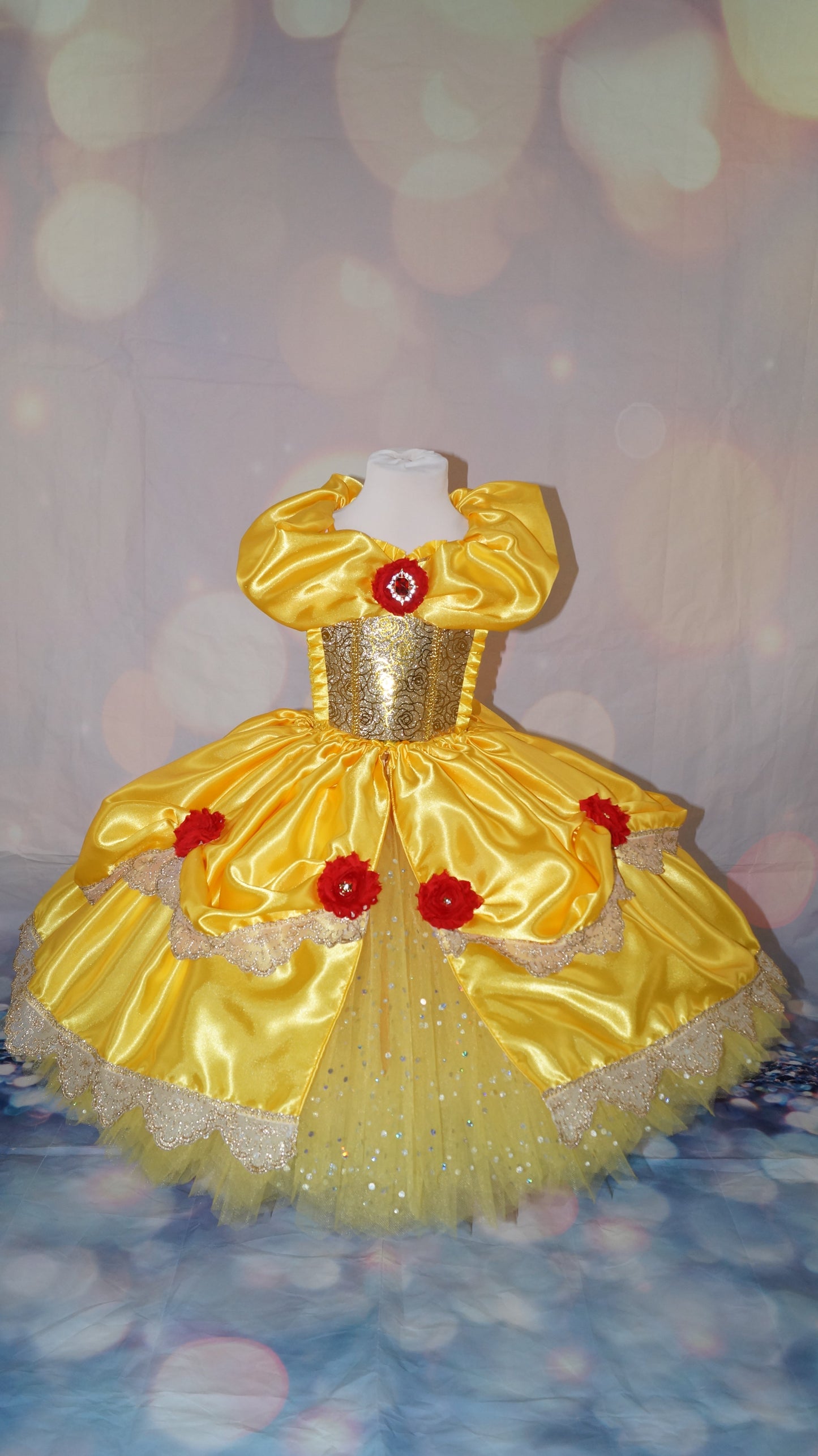 Disney Princess Deluxe Belle Beauty and the Beast Red Rose Tutu Dress