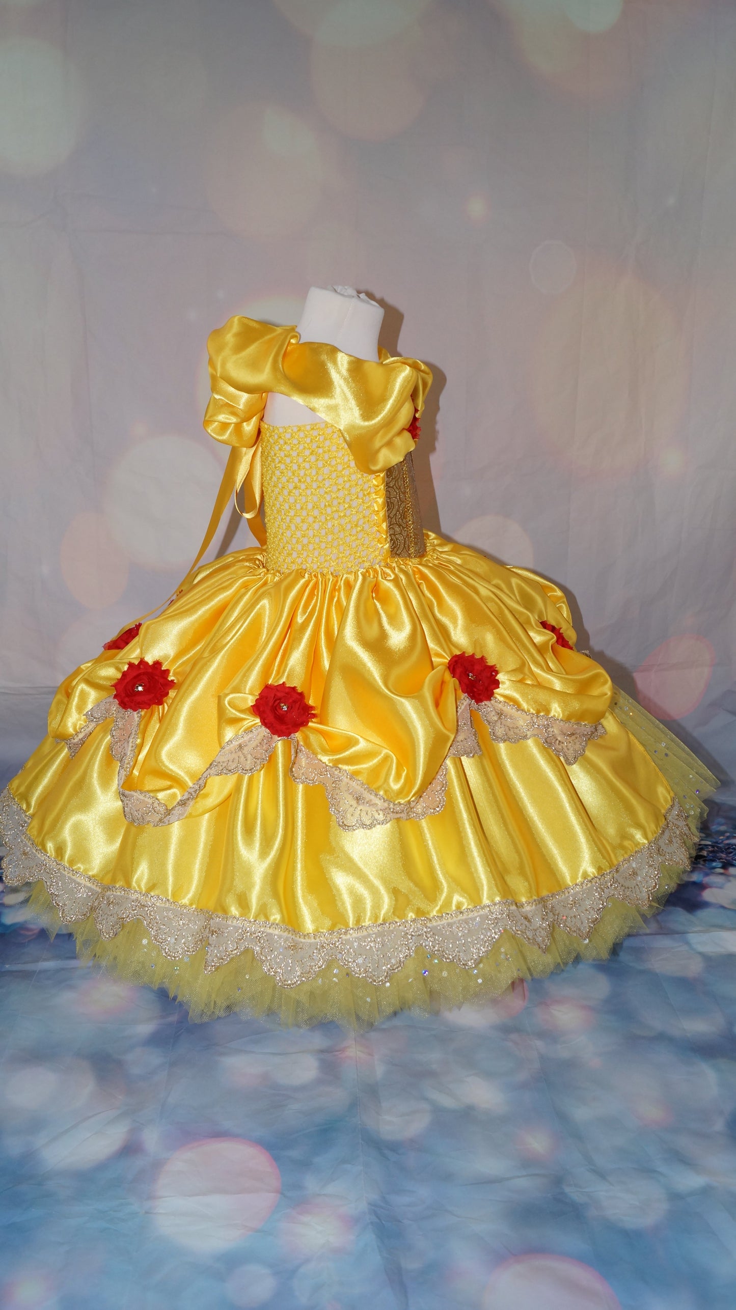 Disney Princess Deluxe Belle Beauty and the Beast Red Rose Tutu Dress