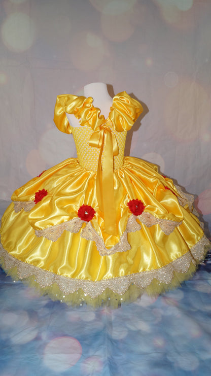 Disney Princess Deluxe Belle Beauty and the Beast Red Rose Tutu Dress