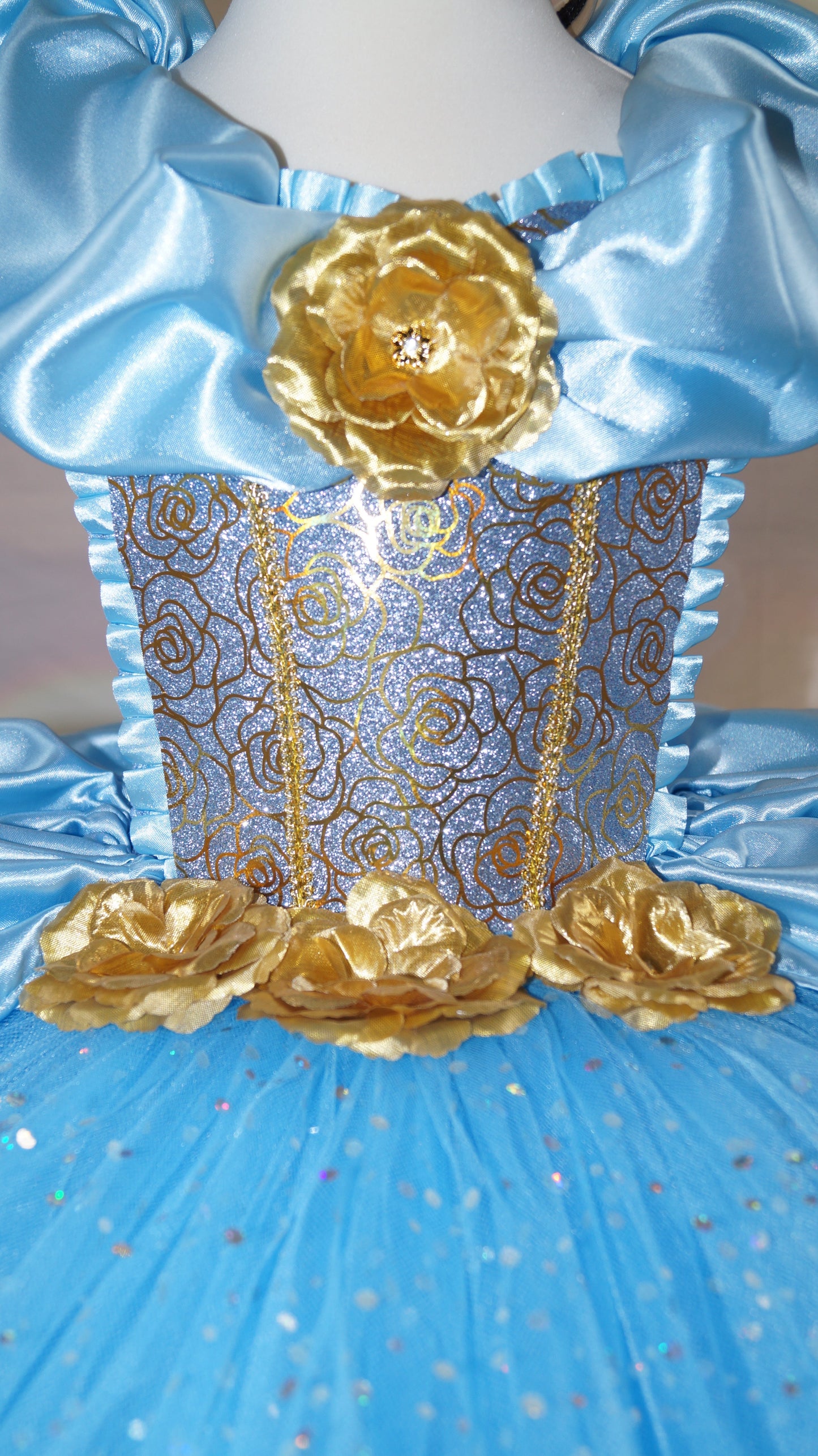Disney Princess Deluxe Cinderella Gold Rose Tutu Dress