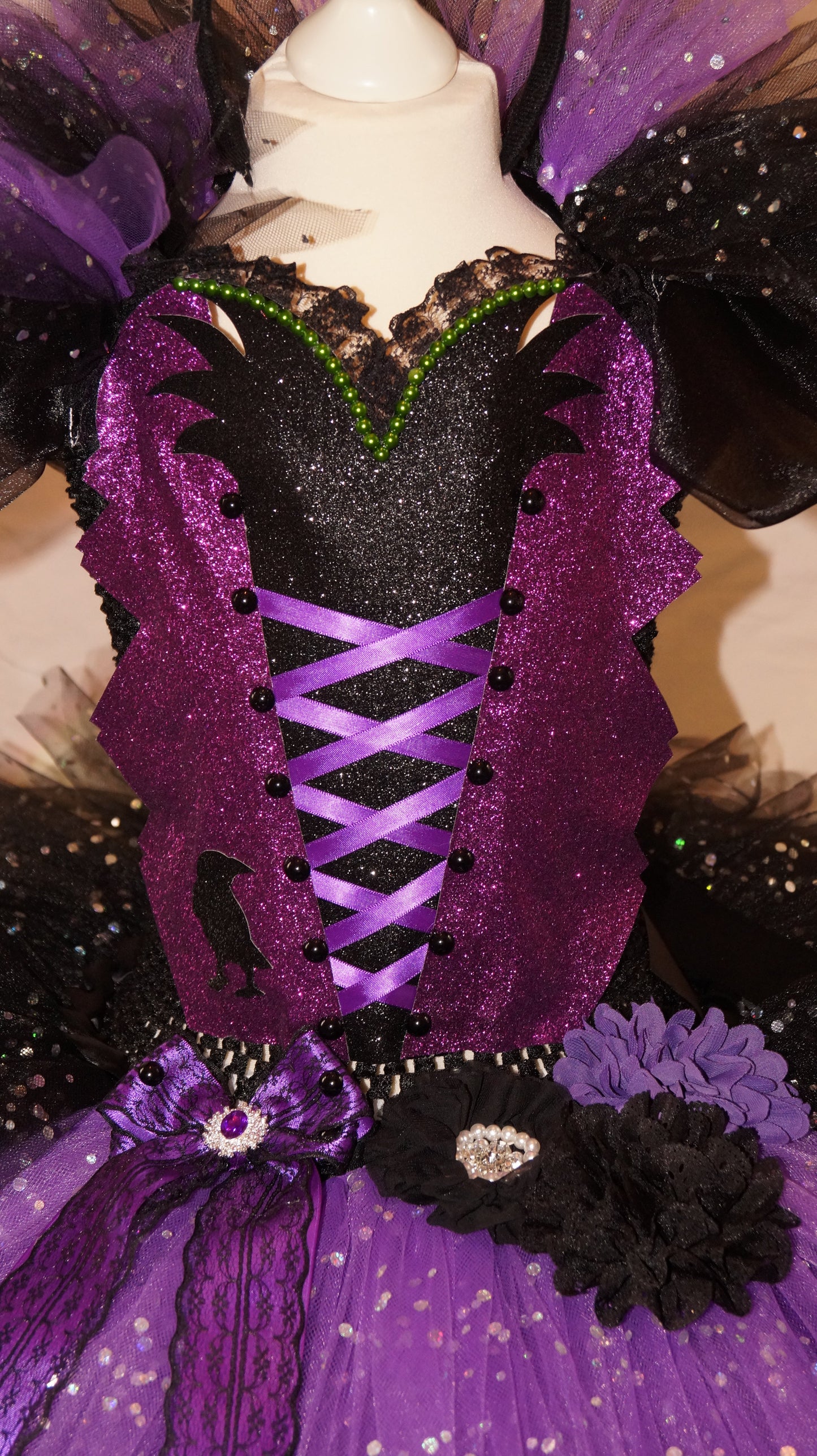 Halloween Maleficent Crow Witch Tutu Dress