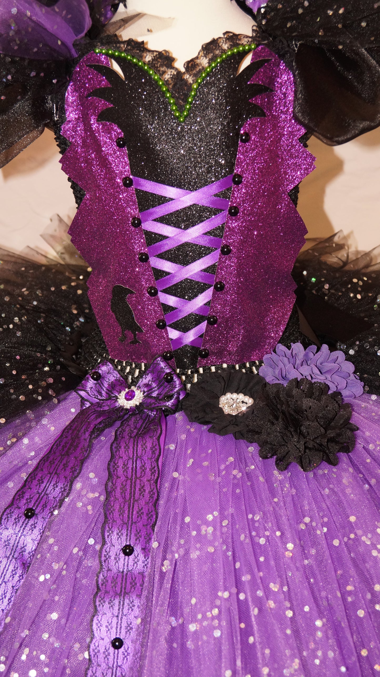 Halloween Maleficent Crow Witch Tutu Dress