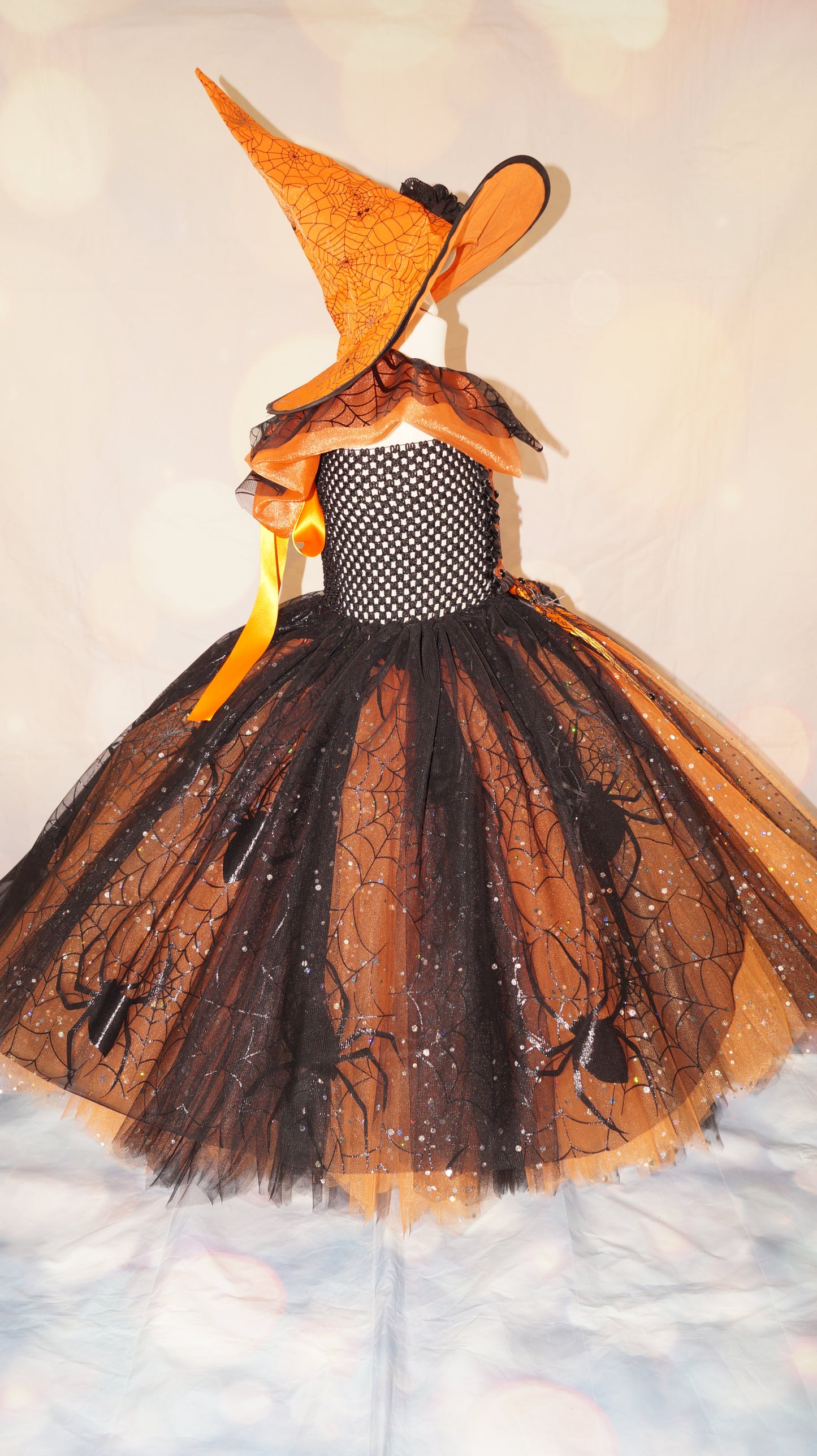 Black and Orange Halloween Witch Tutu Dress