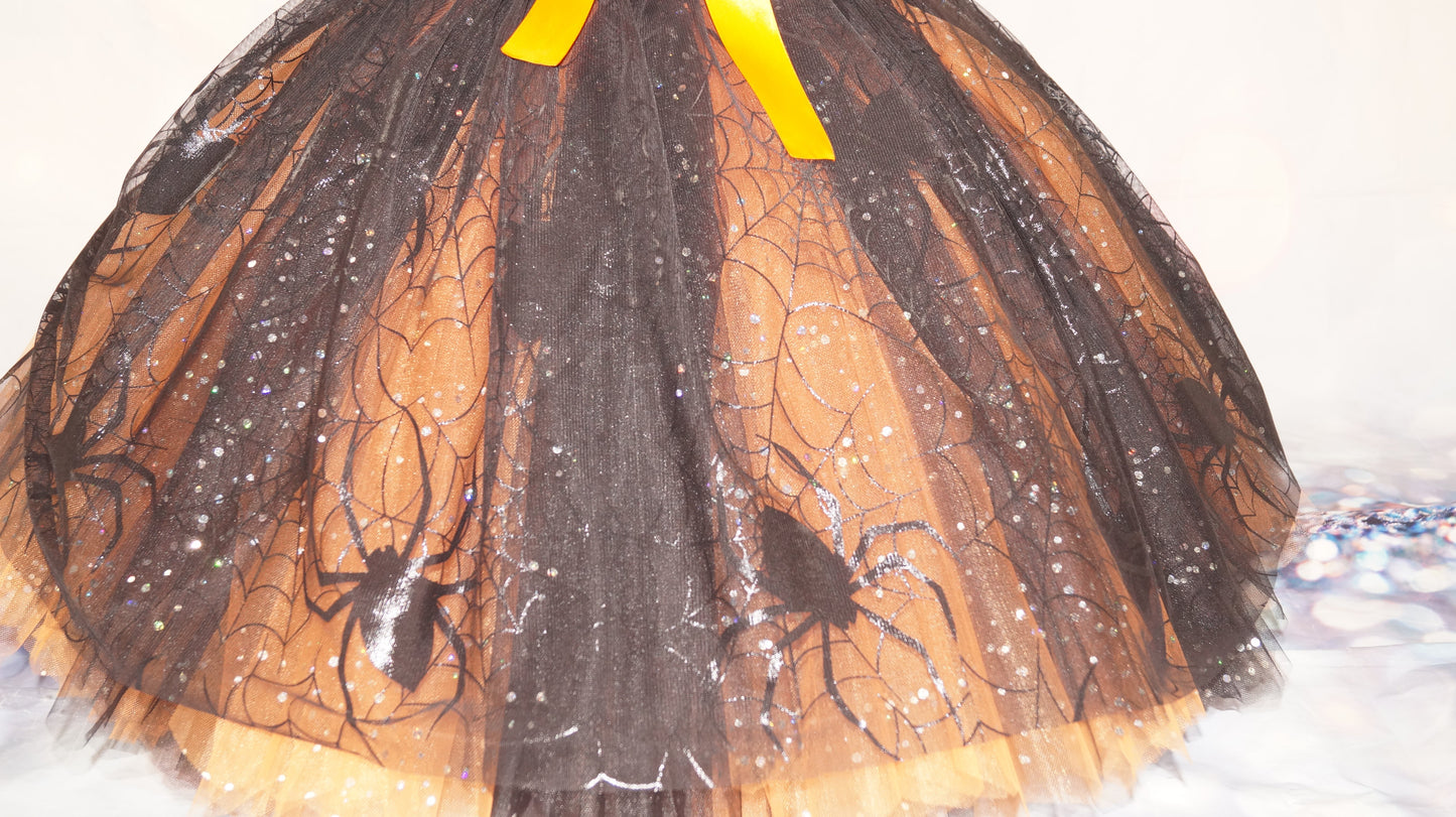 Black and Orange Halloween Witch Tutu Dress