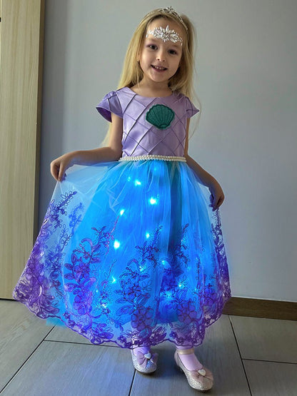 Glowing Costumes for Girls short-sleeve Mermaid Dress Princess Dress Party Outfit-Uporpor - Uporpor