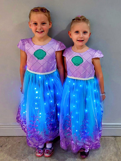 Glowing Costumes for Girls short-sleeve Mermaid Dress Princess Dress Party Outfit-Uporpor - Uporpor