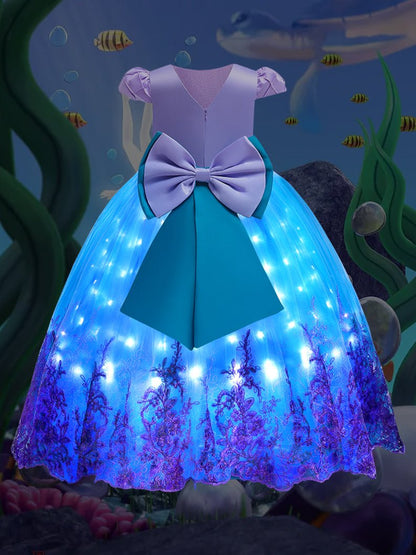 Glowing Costumes for Girls short-sleeve Mermaid Dress Princess Dress Party Outfit-Uporpor - Uporpor