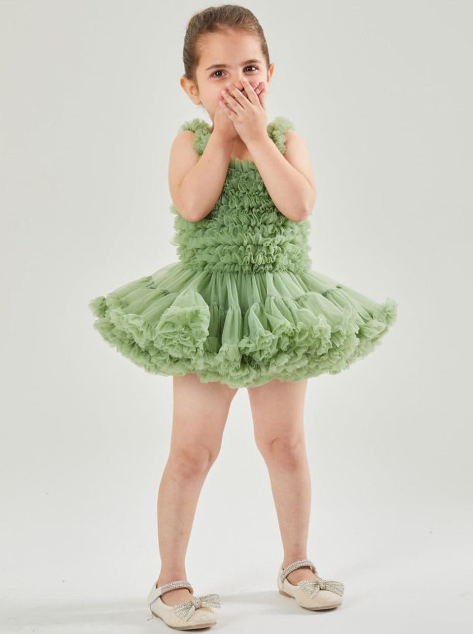 BALLERINA Girl Baby Girl Dress in Sage Green