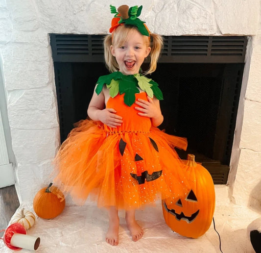 Pumpkin Halloween Fall Baby Toddler Girls Costume