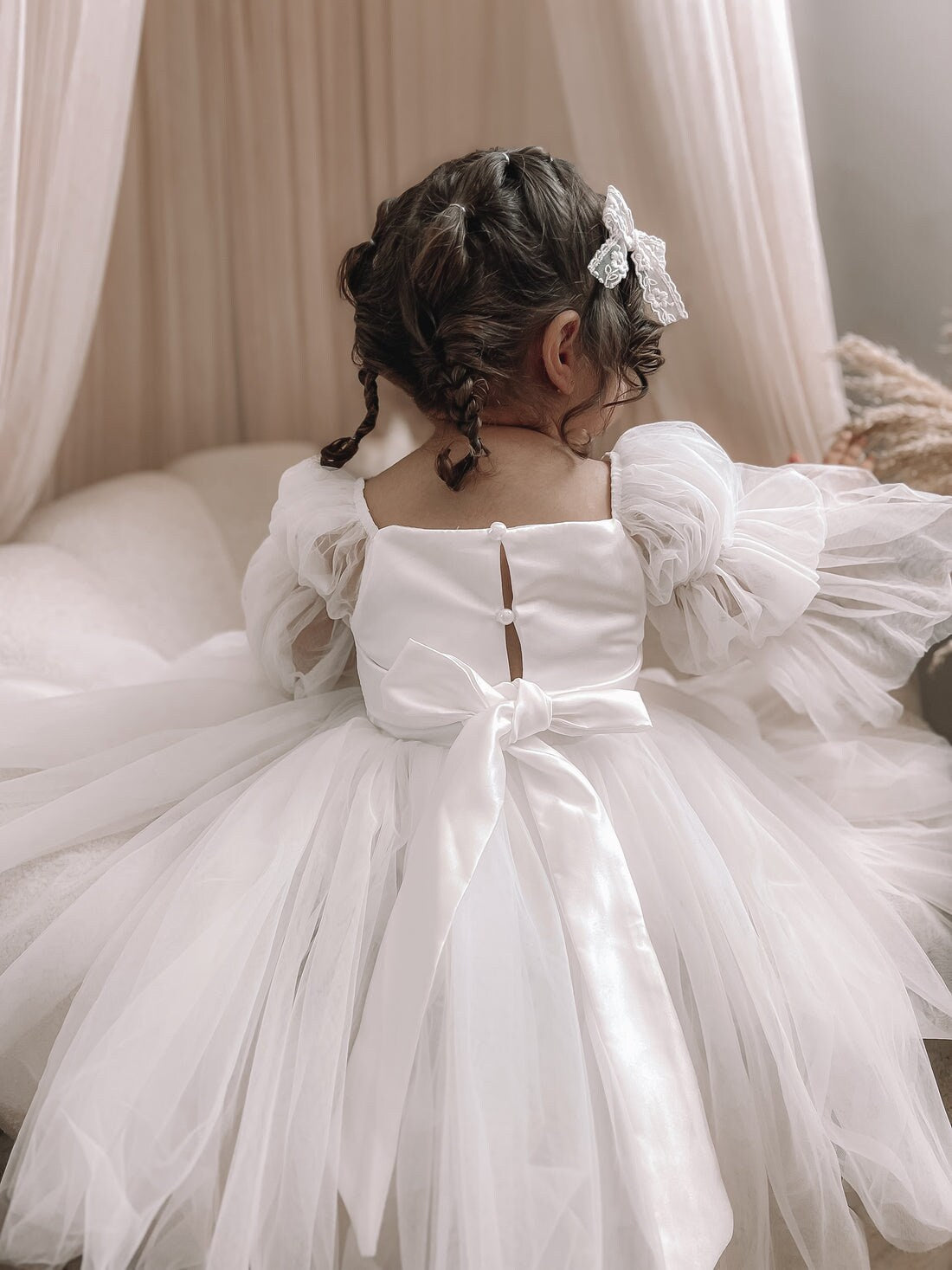 White Baby Girls Dress- Birthday/Wedding/Baptism