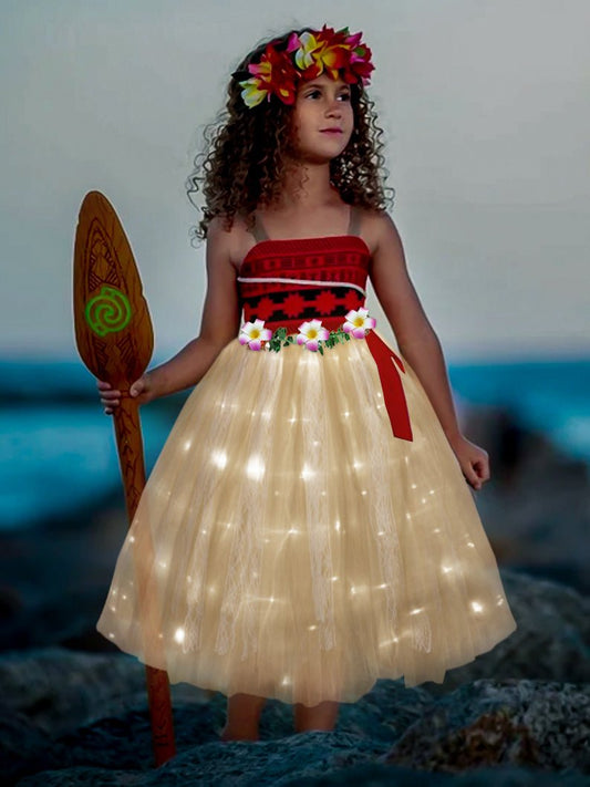 Light up Moana Girls Princess Costume Dress - UPORPOR - Uporpor