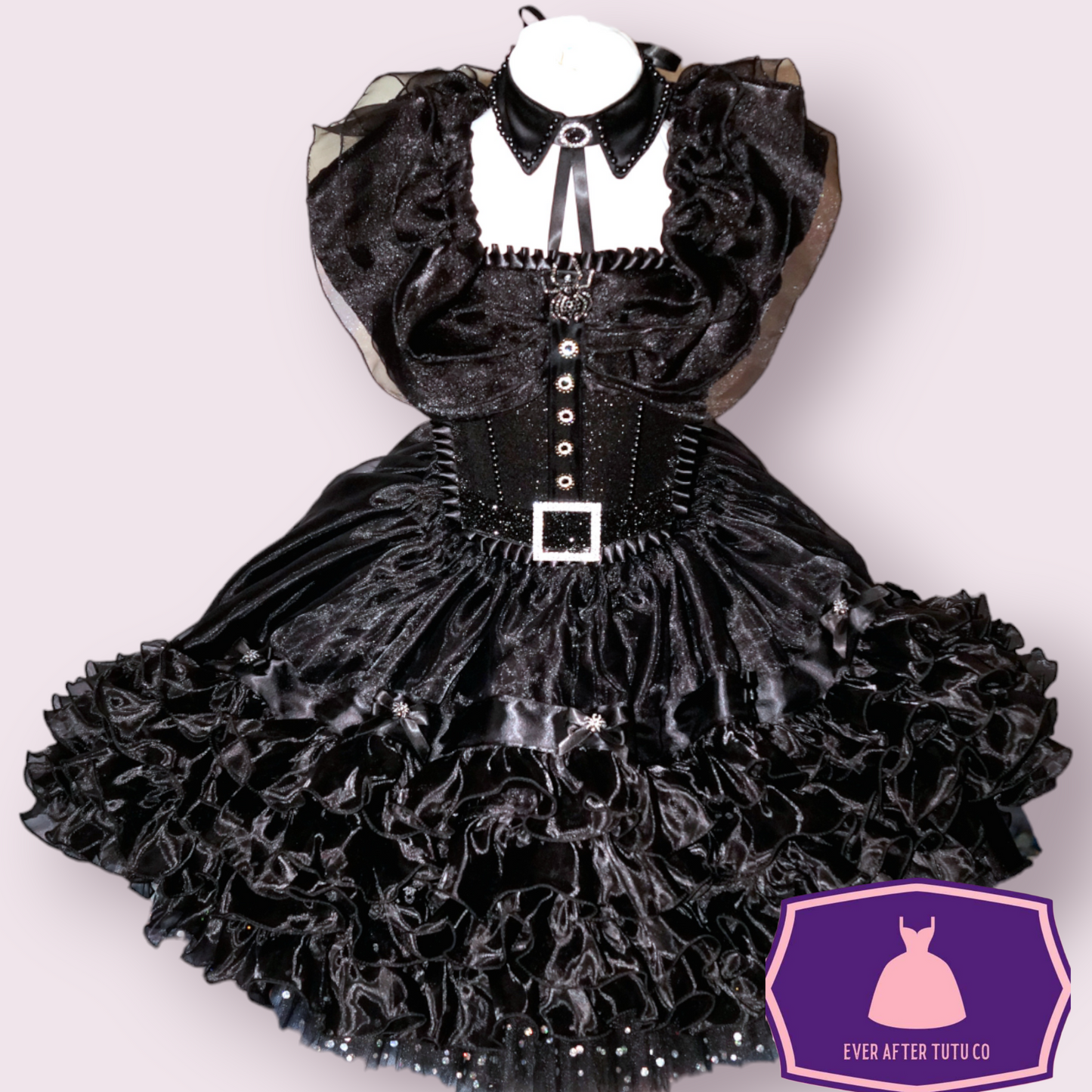 Wednesday Addams Family Black Inspired Tutu High Low Dip Hem Skirt Dress Gothic Halloween Costume Vampire Gown Pageant