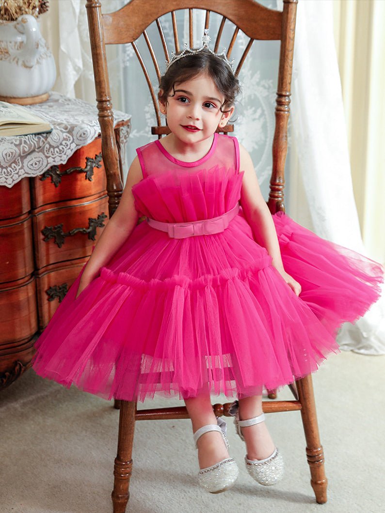 Princess Tulle Party LED Dress Hot Pink