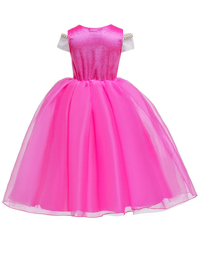 Light Up Aurora Costume Princess Short Sleeve Dress for Girls' Party and Fancy Dress