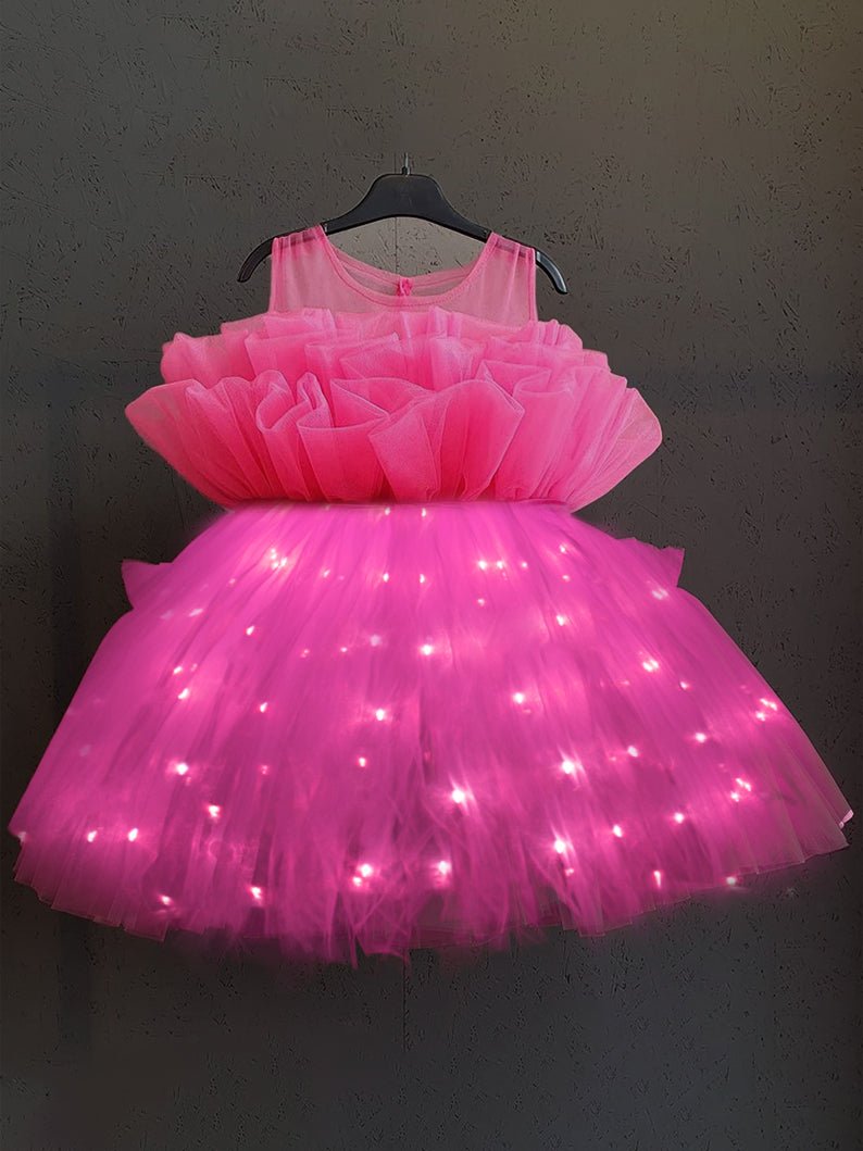 Princess Tulle Party LED Dress Hot Pink