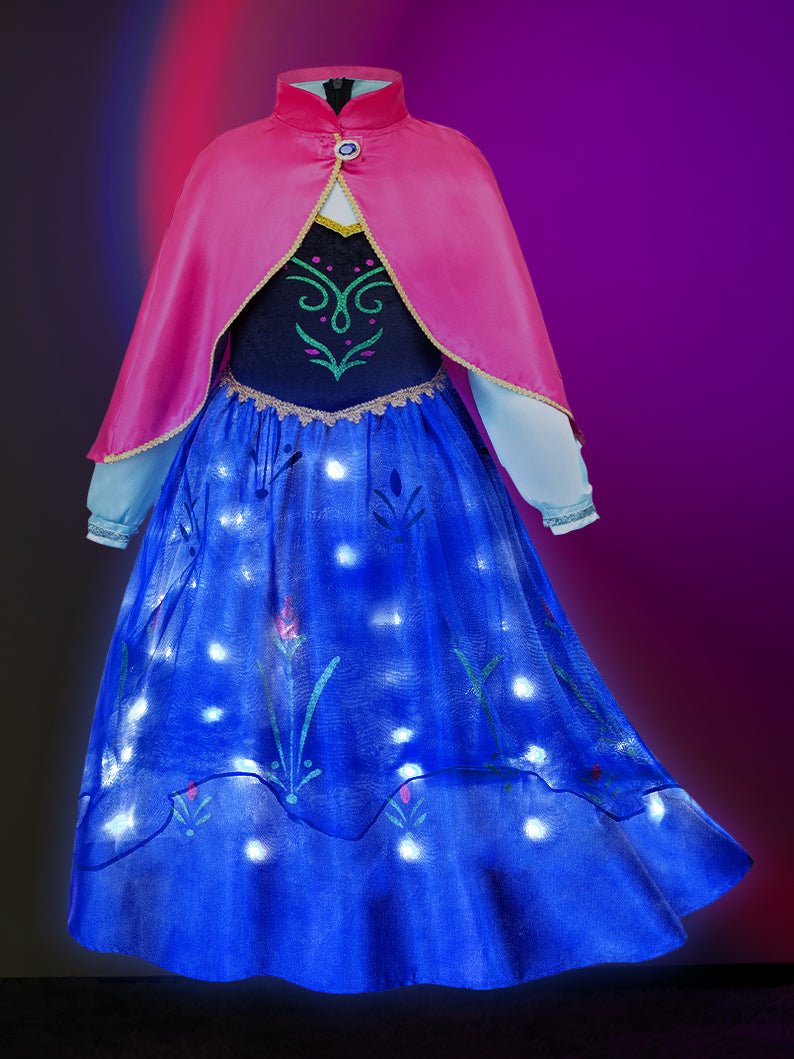 Anna Light up Princess Costumes Party Dress Up for Girls