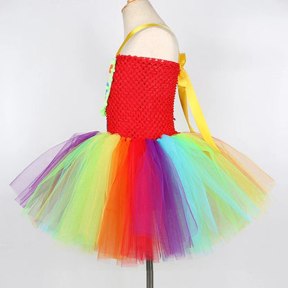 Rainbow Clown Halloween Costume for Girls Pennywise Tutu Dress for Kids Toddler Halloween Outfit Children Birthday Party Clothes