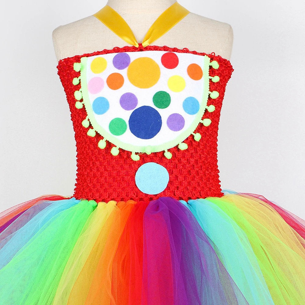 Rainbow Clown Halloween Costume for Girls Pennywise Tutu Dress for Kids Toddler Halloween Outfit Children Birthday Party Clothes