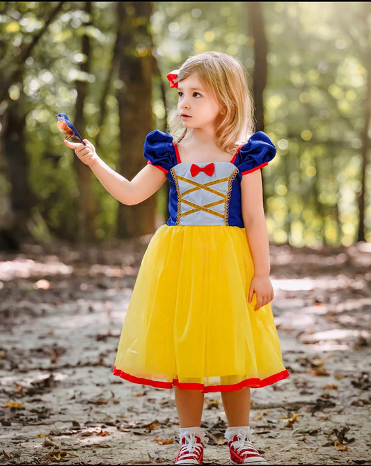 Fancy Snow White Princess Dress Christmas Costume Halloween Cosplay Dress Up Baby Girl Clothes Birthday Party Kids