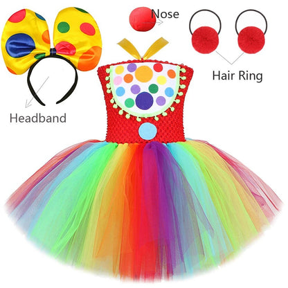 Rainbow Clown Halloween Costume for Girls Pennywise Tutu Dress for Kids Toddler Halloween Outfit Children Birthday Party Clothes