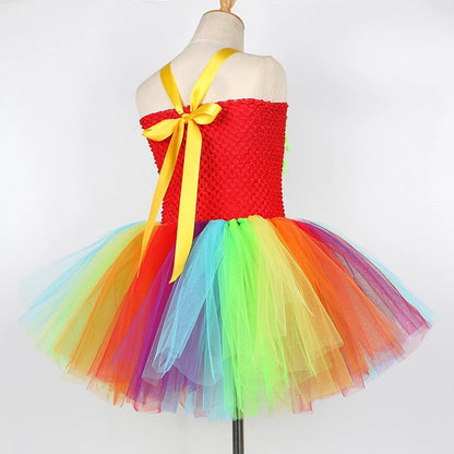 Rainbow Clown Halloween Costume for Girls Pennywise Tutu Dress for Kids Toddler Halloween Outfit Children Birthday Party Clothes