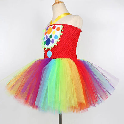 Rainbow Clown Halloween Costume for Girls Pennywise Tutu Dress for Kids Toddler Halloween Outfit Children Birthday Party Clothes