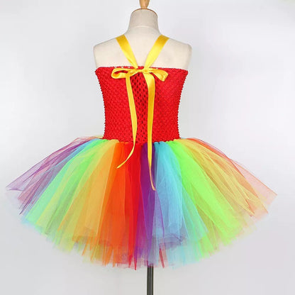 Rainbow Clown Halloween Costume for Girls Pennywise Tutu Dress for Kids Toddler Halloween Outfit Children Birthday Party Clothes