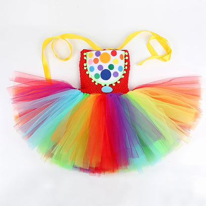 Rainbow Clown Halloween Costume for Girls Pennywise Tutu Dress for Kids Toddler Halloween Outfit Children Birthday Party Clothes