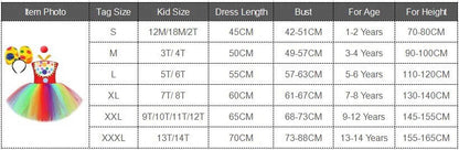 Rainbow Clown Halloween Costume for Girls Pennywise Tutu Dress for Kids Toddler Halloween Outfit Children Birthday Party Clothes