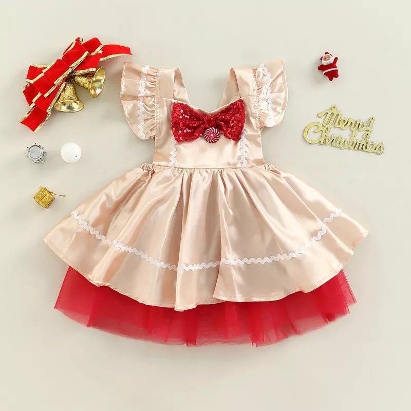 Girls Princess Dress Xmas Dress Children Christmas New Year Dress Mesh Sequin Bow Dress Party Dresses for Girls