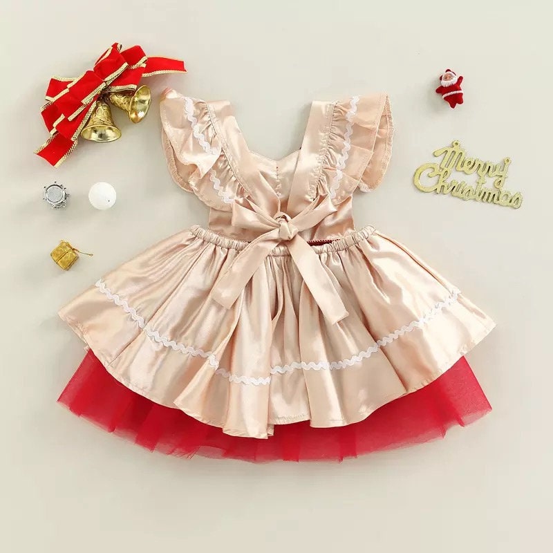 Girls Princess Dress Xmas Dress Children Christmas New Year Dress Mesh Sequin Bow Dress Party Dresses for Girls