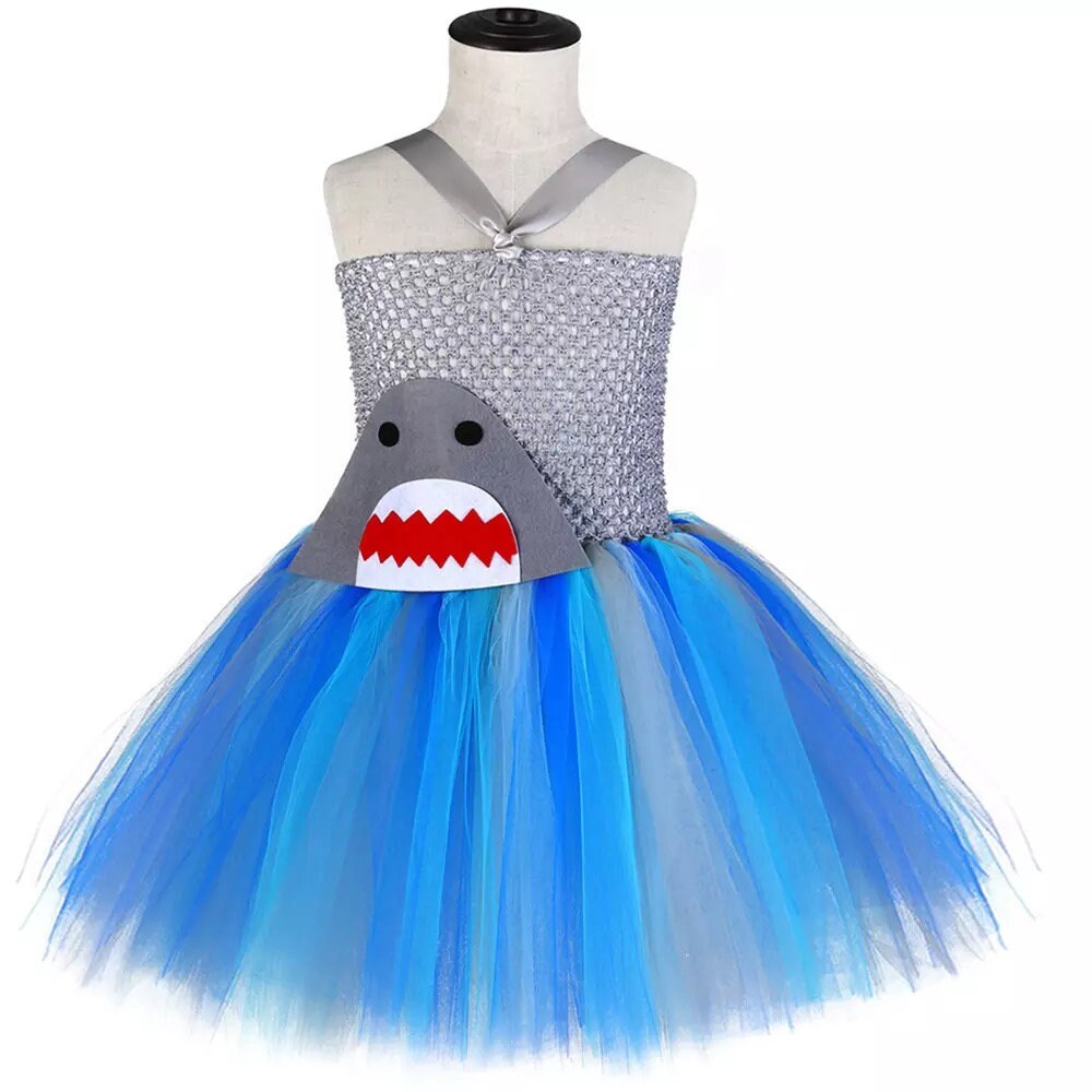 Baby Girls Shark Tutu Dress for Kids Halloween Costumes Children Animal Cosplay Dresses Toddler Girl Birthday Party Clothes Set
