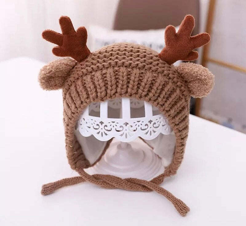 Reindeer Christmas Infant Baby Boy Girl Romper & Beanie Hat Set