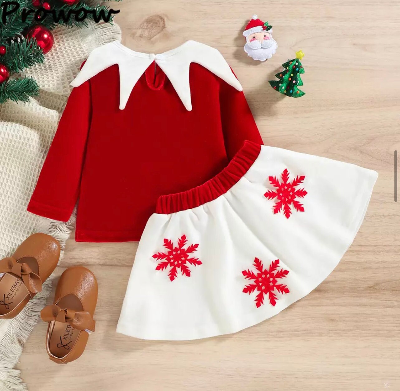 Elf 0-4Y Toddler Christmas Outfits Cute Red Tree Collar Snowflake Velvet Red Dress Baby Girl Christmas Costume For New Year