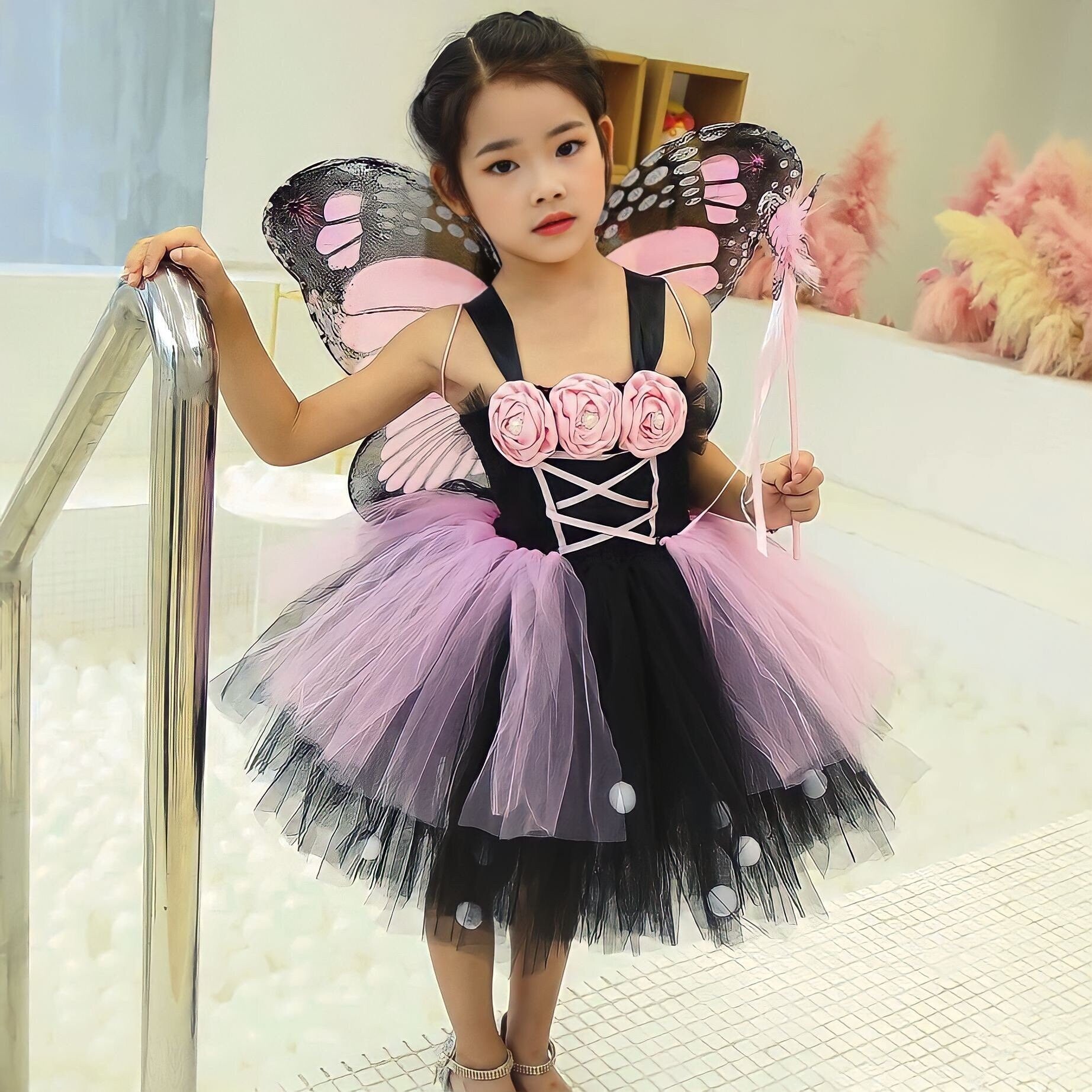 Monarch Butterfly Tutu Dress for Girls Princess Fairy Dresses Toddler Baby Girl Halloween Carnival Costumes Kids Birthday Outfit