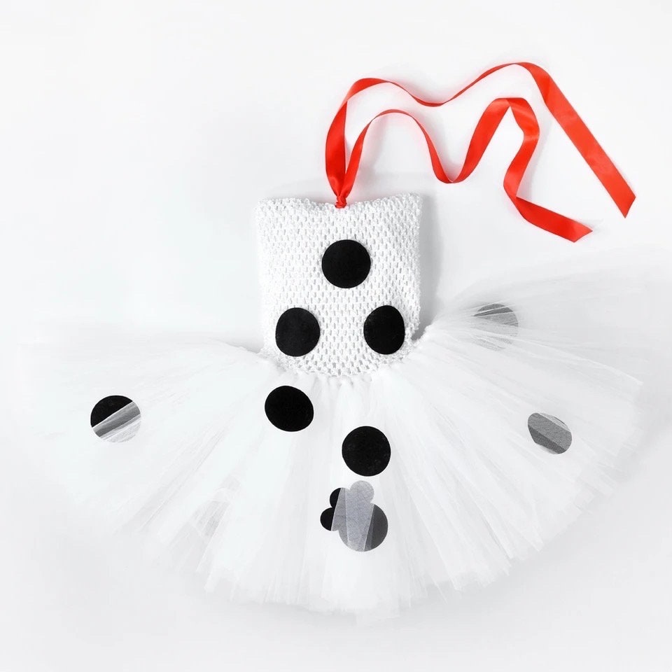 Girls 101 Dalmatians Inspired Tutu Costume Dress & Headband Set Halloween Toddler Girls