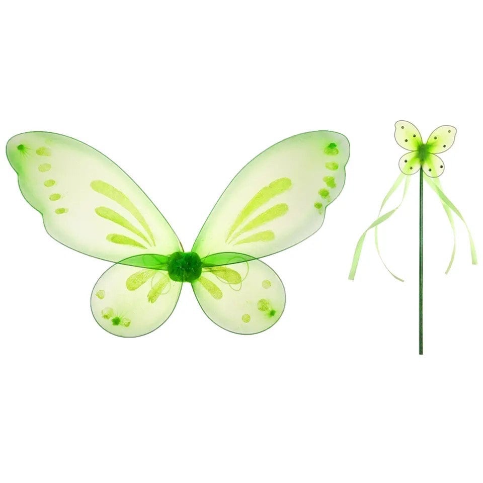 Tinker Bell Costume for Girls Kids Green Fairy Halloween Tutu Dress with Butterfly Wing Children Forest Elf Cosplay Outft