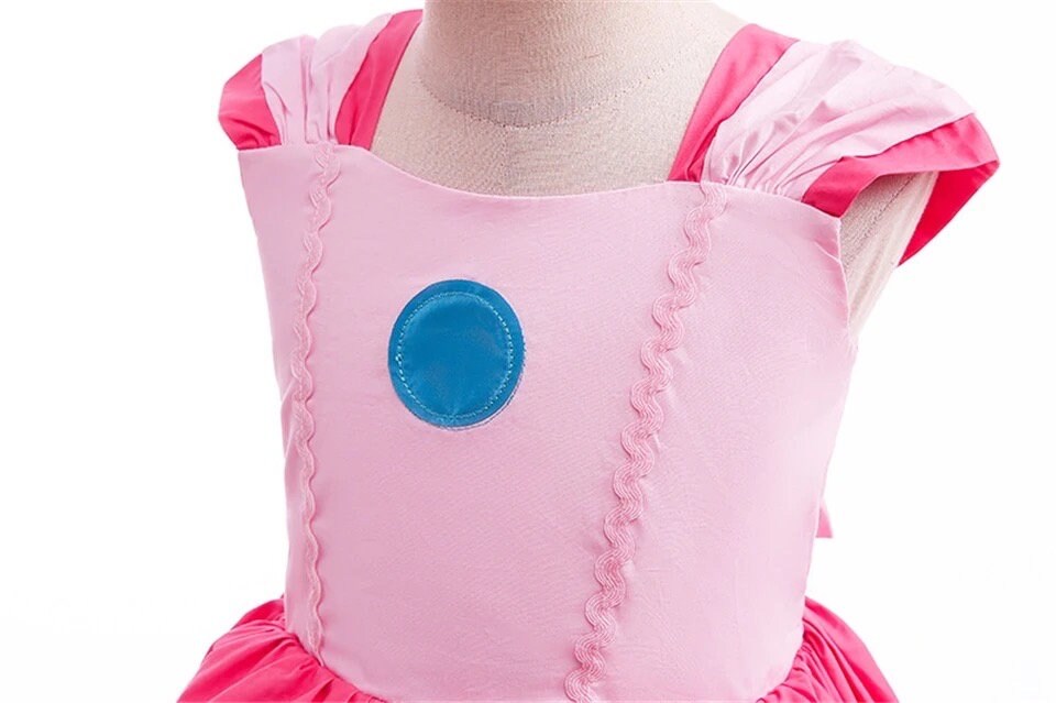 New Princess Peach Toddler Girls Dress Costume Halloween Birthday Party
