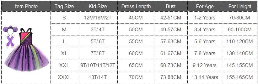 Descendents 2 Princess Mal Costumes for Girls Hallloween Fancy Dress Disney Outfit for Kids Carnival Party Tutus with Bow Gloves