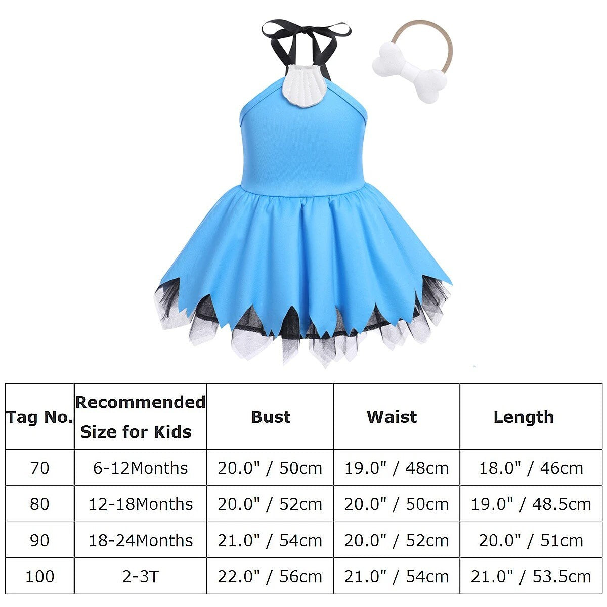 Baby Pebbles Blue Betty Rubble Flintstone Costume Historical Stone Age Cave Man Outfits for Baby Girls Boys Cavegirl Party Photo Shoot