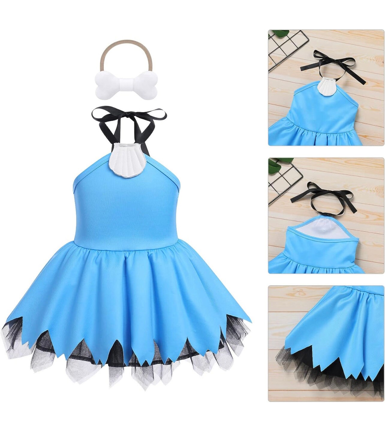 Baby Pebbles Blue Betty Rubble Flintstone Costume Historical Stone Age Cave Man Outfits for Baby Girls Boys Cavegirl Party Photo Shoot