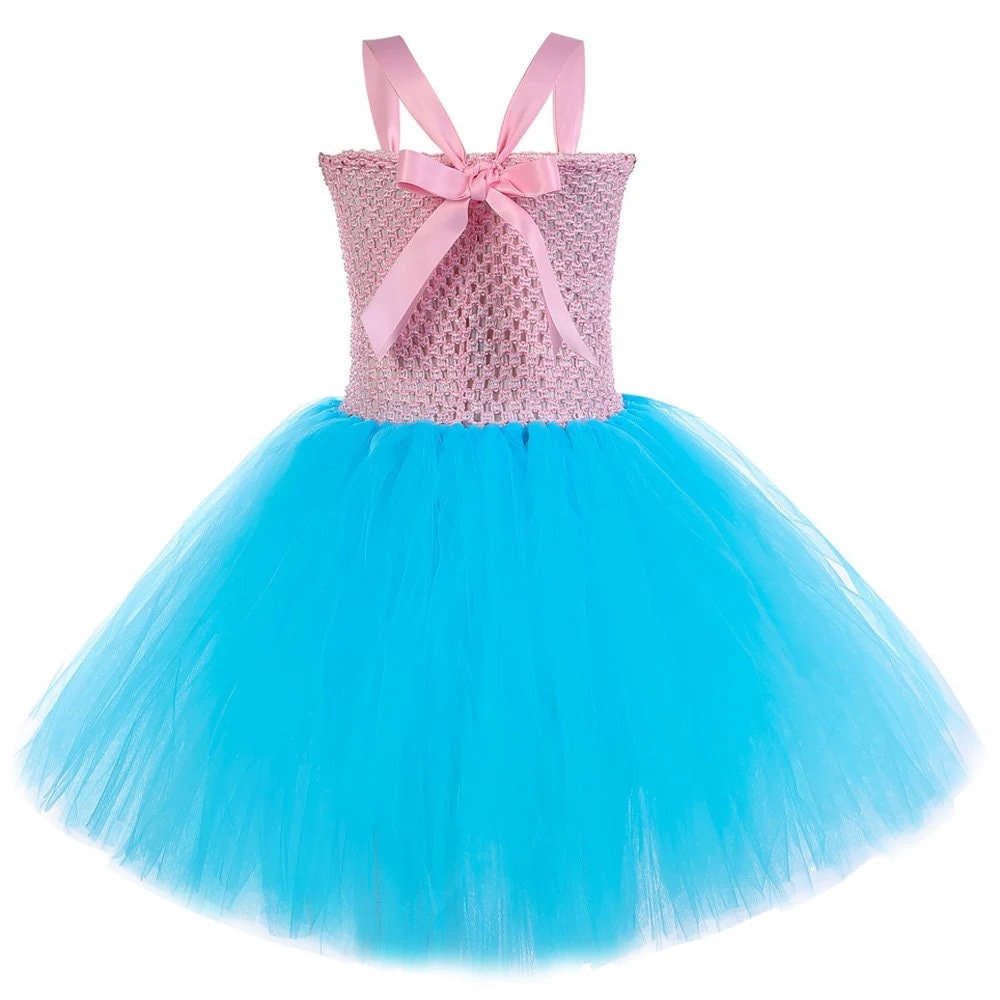 Poodle Girl Sweet Cool Girl Tutu Dress for Birthday Party Baby Pink Blue Princess Costumes with Glasses Set Kids Halloween New Year Outfit
