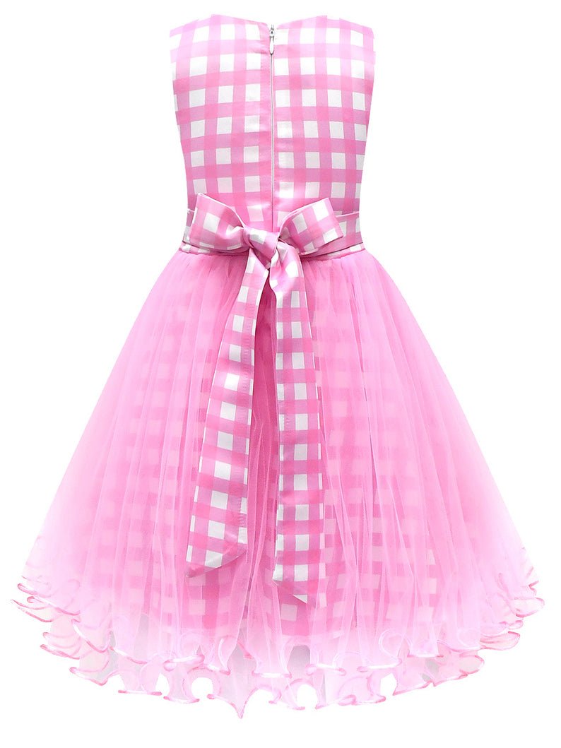 Light-up Brabei pink short-sleeve party dress for girls
