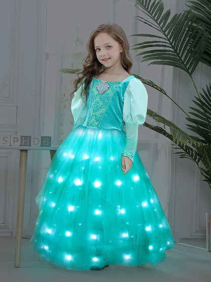 Light Up Little Mermaid Ariel long sleeve Dress for Girls Party