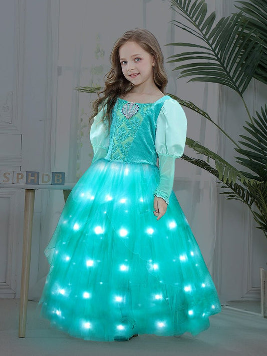 Light Up Little Mermaid Ariel long sleeve Dress for Girls Party