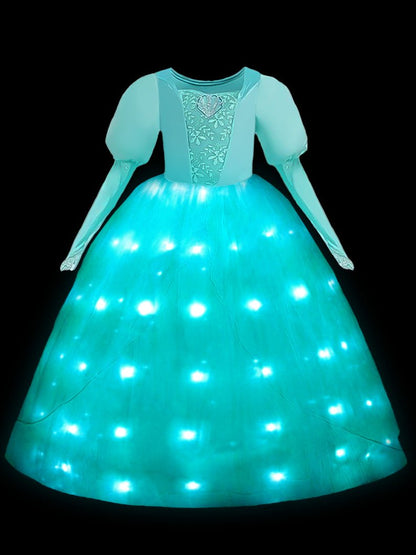 Light Up Little Mermaid Ariel long sleeve Dress for Girls Party